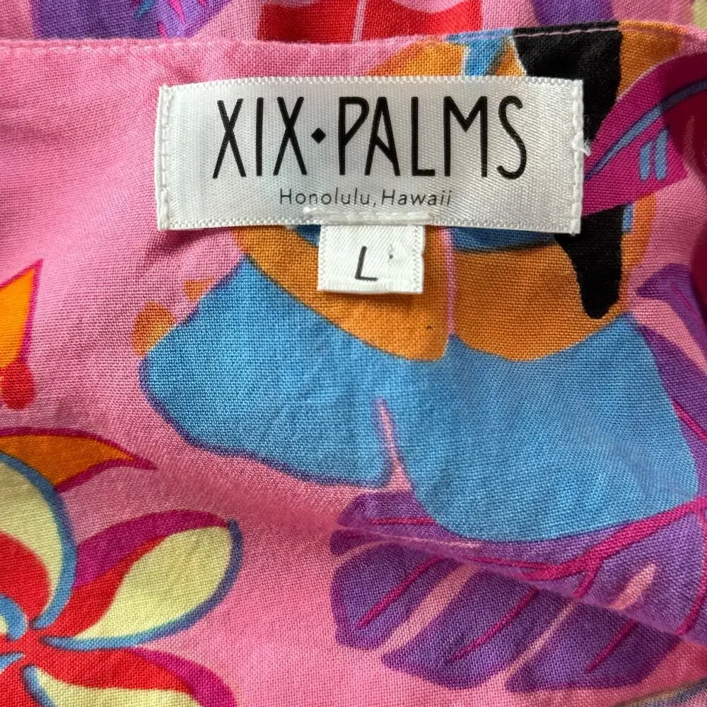 XIX Palms Hawaii Dress Kohala Cut Out Maxi Large Womens Pink Tropical Resort